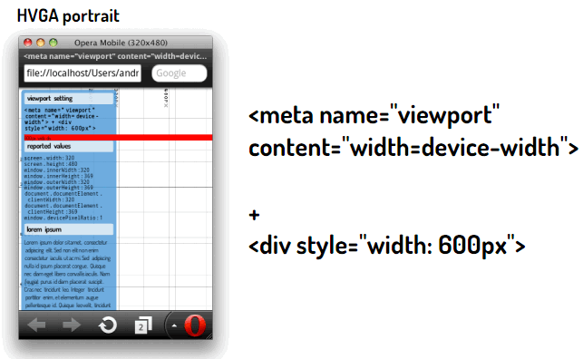 设置viewport的width属性为device-width且元素大于屏宽时的截图